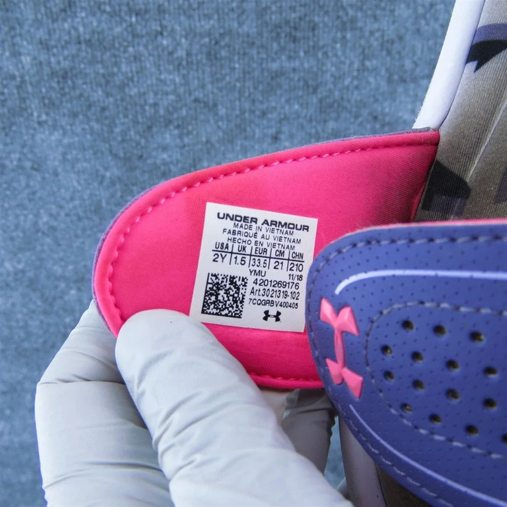 Under Armour‎ Youth Girls Slide Shoes Purple Synthetic Hook & Loop Size 2 Medium